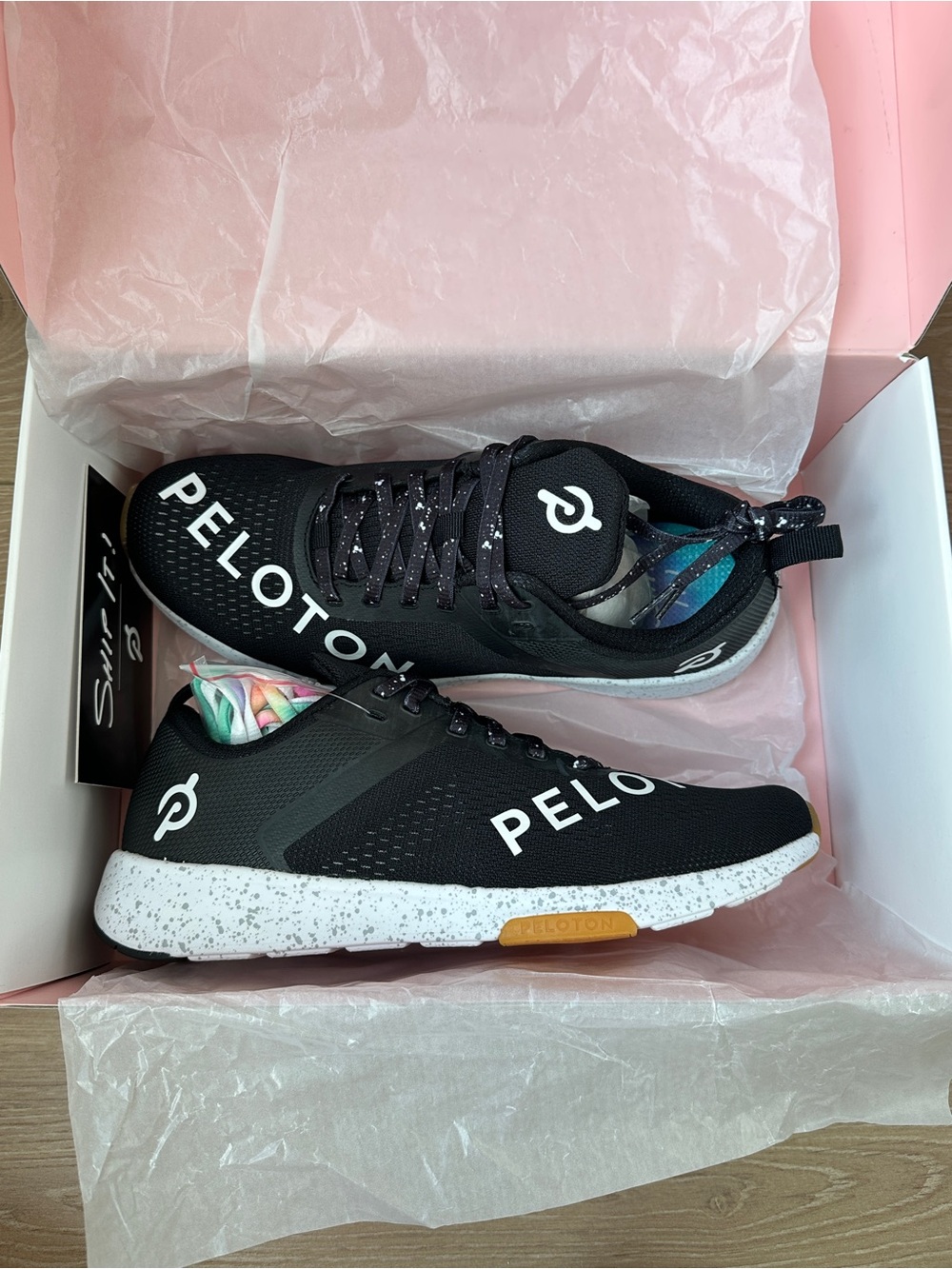 BRAND NEW NIB Size 8.5 Peloton Slate Black Sneakers with White Accent
